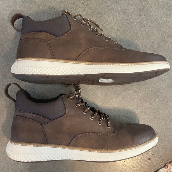 Marks & Spencer M&S brown leather lace up trainers casual boots mens 11 NEW - Picture 4 of 10